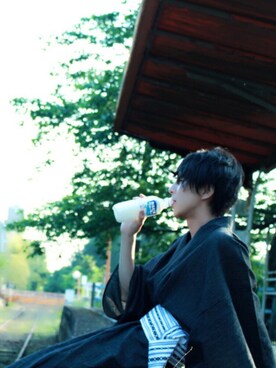 「summer」｜「アイテム（浴衣）」を使った、まつしさん（メンズ・178cm）の夏コーディネート