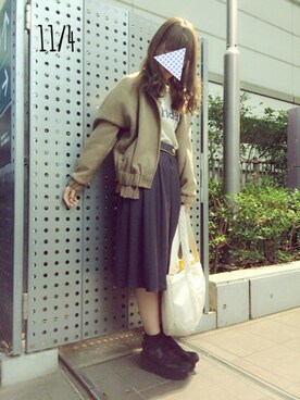 「Lily Brown」｜「アイテム（ブルゾン）」を使った、木村ミサさん（レディース・155cm）の秋コーディネート
