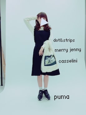 「merry jenny（メリージェニー）のﾌﾘﾙｴﾌﾟﾛﾝﾜﾝﾋﾟｰｽ（ワンピース）」を使った、木村ミサさん（レディース・155cm）の冬コーディネート