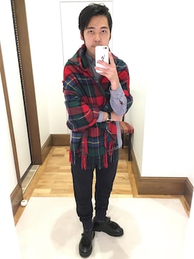 「Paul Smith（ポールスミス）のアイテム（モカシン/デッキシューズ）」を使った、Takashi Yokotaさん（メンズ・166cm）の冬コーディネート