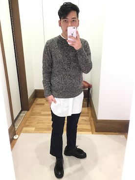 「Paul Smith（ポールスミス）のアイテム（モカシン/デッキシューズ）」を使った、Takashi Yokotaさん（メンズ・166cm）の冬コーディネート