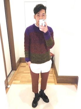 「Paul Smith（ポールスミス）のアイテム（モカシン/デッキシューズ）」を使った、Takashi Yokotaさん（メンズ・166cm）の冬コーディネート