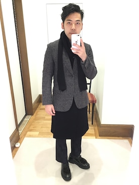 「Paul Smith（ポールスミス）のアイテム（モカシン/デッキシューズ）」を使った、Takashi Yokotaさん（メンズ・166cm）の冬コーディネート