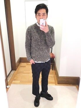 「Paul Smith（ポールスミス）のアイテム（モカシン/デッキシューズ）」を使った、Takashi Yokotaさん（メンズ・166cm）の冬コーディネート