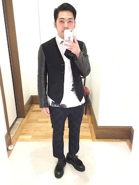 「Paul Smith（ポールスミス）のアイテム（モカシン/デッキシューズ）」を使った、Takashi Yokotaさん（メンズ・166cm）の春コーディネート