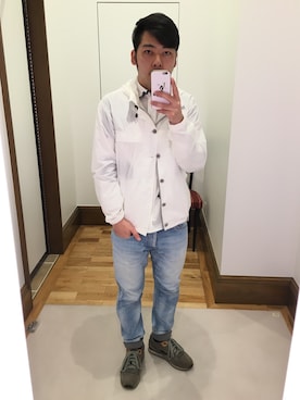 「MHL.（エムエイチエル）のアイテム（ブルゾン）」を使った、Takashi Yokotaさん（メンズ・166cm）の春コーディネート