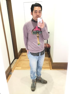 「Paul Smith（ポールスミス）のアイテム（スウェット）」を使った、Takashi Yokotaさん（メンズ・166cm）の春コーディネート