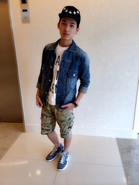 「Nike flyknit」｜「アイテム（帽子）」を使った、Louis Changさん（メンズ・172cm）の春コーディネート