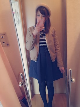 「冬服コーデ」｜「アイテム（ハンチング/ベレー帽）」を使った、ゆいちゅんさん（レディース・165cm）の夏コーディネート