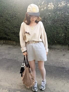 「アイテム（アクセサリー、パープル系）」を使った、のりみさん（レディース・155cm）の冬コーディネート