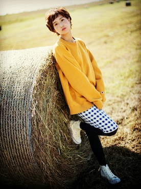 「snidel」｜「アイテム（スウェット）」を使った、marie ∞さん（レディース・154cm）の秋コーディネート