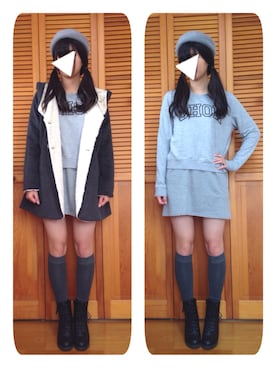 「オルチャンファッション」｜「アイテム（ハンチング/ベレー帽）」を使った、Mikuさん（レディース・164cm）の冬コーディネート