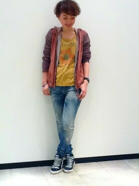 「B'2nd（ビーセカンド）のアイテム（ナイロンジャケット）」を使った、B'2nd E-ma UMEDAさん（レディース・164cm）の春コーディネート