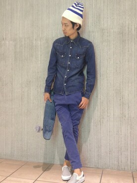 「B'2nd（ビーセカンド）のアイテム（帽子）」を使った、B'2nd E-ma UMEDAさん（メンズ・175cm）の夏コーディネート