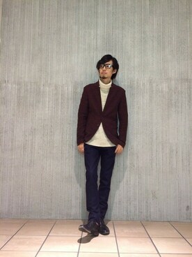 「B'2nd（ビーセカンド）のアイテム（テーラードジャケット）」を使った、B'2nd E-ma UMEDAさん（メンズ・178cm）の秋コーディネート