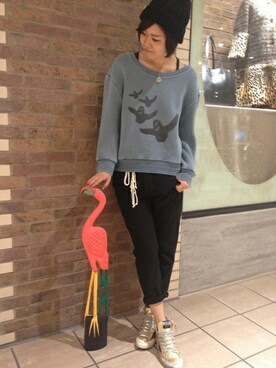 「B'2nd（ビーセカンド）のアイテム（スウェット）」を使った、B'2nd E-ma UMEDAさん（レディース・163cm）の秋コーディネート