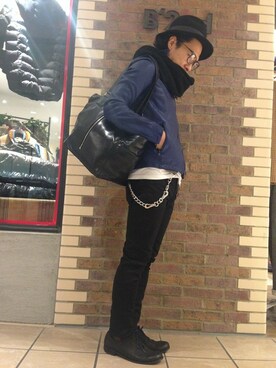 「B'2nd（ビーセカンド）のアイテム（ライダースジャケット）」を使った、B'2nd E-ma UMEDAさん（メンズ・178cm）の秋コーディネート