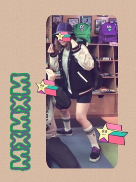 「MXMXM」｜「アイテム（スタジャン）」を使った、moeさん（レディース・158cm）の冬コーディネート