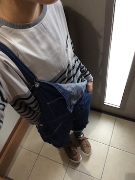 「アイテム（サロペット/オーバーオール）」を使った、渡ワタルさん（レディース・159cm・10代）の秋コーディネート