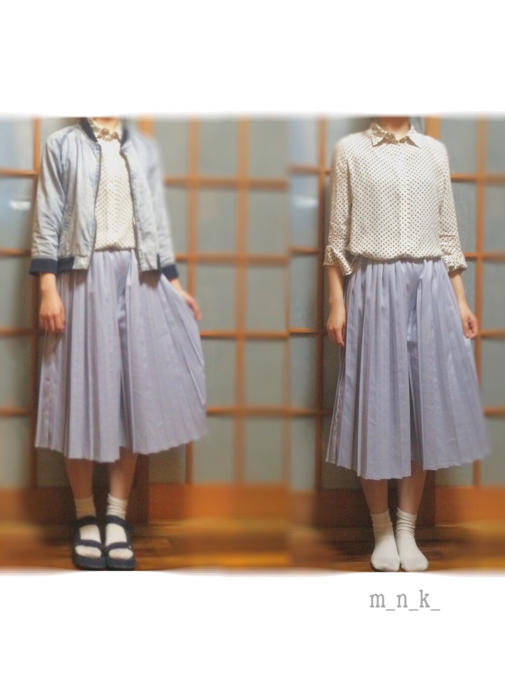 「シンプルコーデ、プリーツパンツ、RETRO GIRL、GU、teva風」｜「UNIQLOのアイテム（シャツ/ブラウス、ベージュ系）」を使った、◇  m a n a k a  ◆さん（レディース・159cm）の春コーディネートの1枚目の写真