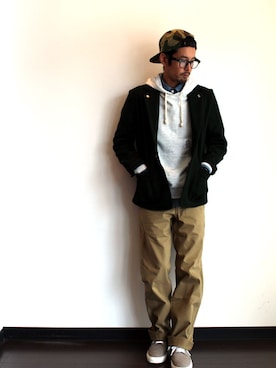 「NECESSARY or UNNECESSARY（ネセサリーオアアンネセサリー）のアイテム（テーラードジャケット）」を使った、twothings&thinkさん（メンズ・164cm）の秋コーディネート
