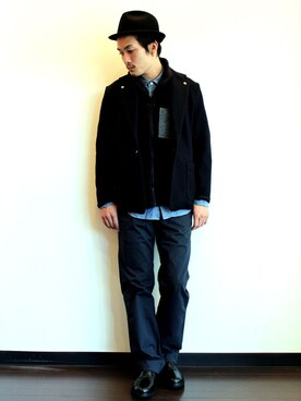 「NECESSARY or UNNECESSARY（ネセサリーオアアンネセサリー）のアイテム（テーラードジャケット）」を使った、twothings&thinkさん（メンズ・174cm）の秋コーディネート