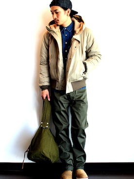 「 キャップ」｜「アイテム（ダウンジャケット/コート）」を使った、twothings&thinkさん（メンズ・174cm）の冬コーディネート
