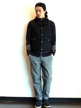 「 キャップ」｜「アイテム（ジャケット/アウター）」を使った、twothings&thinkさん（メンズ・174cm）の冬コーディネート
