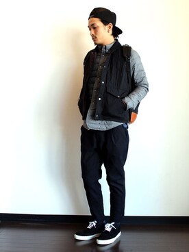「melple（メイプル）のアイテム（ダウンジャケット/コート）」を使った、twothings&thinkさん（メンズ・174cm）の冬コーディネート