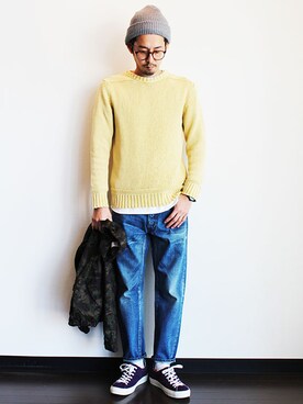 「MANUAL ALPHABET（マニュアル アルファベット）のアイテム（ブルゾン）」を使った、twothings&thinkさん（メンズ・168cm）の冬コーディネート