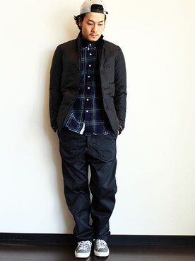 「 ネルシャツ」｜「アイテム（ジャケット/アウター）」を使った、twothings&thinkさん（メンズ・174cm）の冬コーディネート