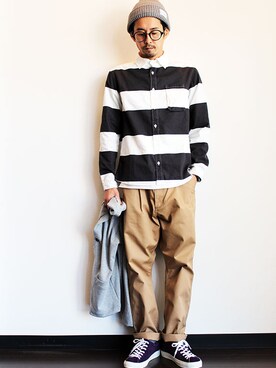 「LOLO（ロロ）のアイテム」を使った、twothings&thinkさん（メンズ・174cm）の春コーディネート