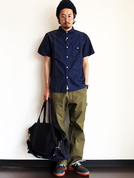 「ペインターパンツ」｜「アイテム（モカシン/デッキシューズ）」を使った、twothings&thinkさん（メンズ・168cm）の夏コーディネート