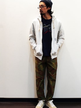 「melple（メイプル）のアイテム（帽子）」を使った、twothings&thinkさん（メンズ・168cm）の秋コーディネート