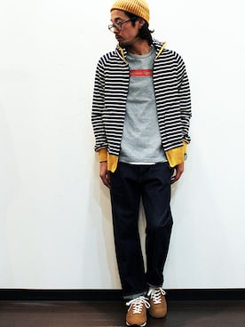 「melple（メイプル）のアイテム（帽子）」を使った、twothings&thinkさん（メンズ・168cm）の秋コーディネート