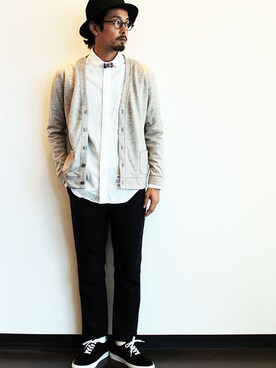 「MANUAL ALPHABET（マニュアル アルファベット）のアイテム（スラックス）」を使った、twothings&thinkさん（メンズ・168cm）の冬コーディネート