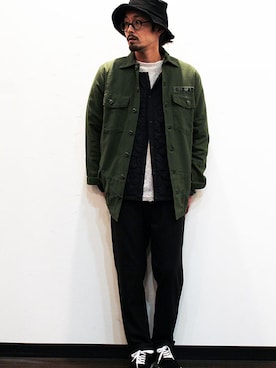 「アーミー」｜「アイテム（ミリタリージャケット）」を使った、twothings&thinkさん（メンズ・168cm）の冬コーディネート