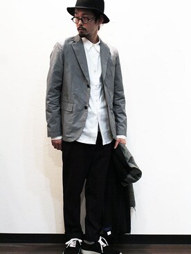 「NECESSARY or UNNECESSARY（ネセサリーオアアンネセサリー）のアイテム（テーラードジャケット）」を使った、twothings&thinkさん（メンズ・168cm）の冬コーディネート