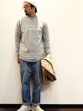「MANUAL ALPHABET（マニュアル アルファベット）のアイテム（テーラードジャケット）」を使った、twothings&thinkさん（メンズ・168cm）の冬コーディネート