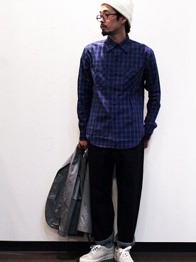 「NECESSARY or UNNECESSARY（ネセサリーオアアンネセサリー）のアイテム（テーラードジャケット）」を使った、twothings&thinkさん（メンズ・168cm）の冬コーディネート