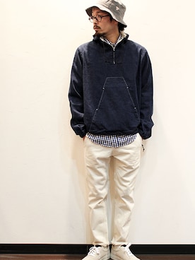 「melple（メイプル）のアイテム（帽子）」を使った、twothings&thinkさん（メンズ・168cm）の春コーディネート