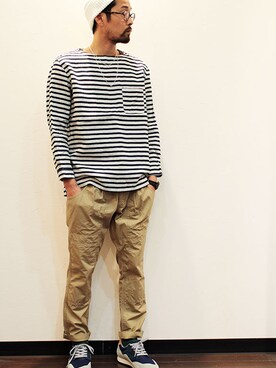 「INFIELDER DESIGN（インフィールダーデザイン）のアイテム（ニットキャップ/ビーニー）」を使った、twothings&thinkさん（メンズ・168cm）の春コーディネート
