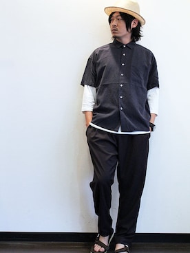 「ベルトサンダル」｜「アイテム（帽子）」を使った、twothings&thinkさん（メンズ・170cm）の夏コーディネート