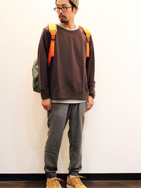 「リラックスパンツ」｜「アイテム（スウェット）」を使った、twothings&thinkさん（メンズ・168cm）の秋コーディネート