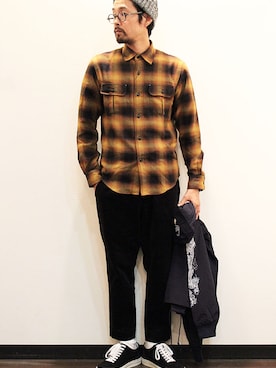 「INFIELDER DESIGN（インフィールダーデザイン）のアイテム（ニットキャップ/ビーニー）」を使った、twothings&thinkさん（メンズ・168cm）の秋コーディネート