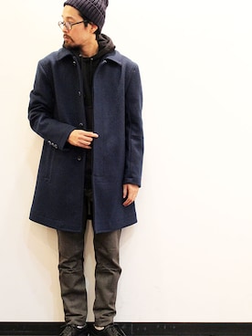 「メルトン」｜「アイテム（その他アウター）」を使った、twothings&thinkさん（メンズ・168cm）の冬コーディネート
