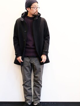 「メルトン」｜「アイテム（その他アウター）」を使った、twothings&thinkさん（メンズ・168cm）の冬コーディネート