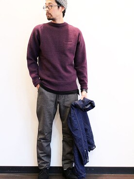 「 ウールパンツ」｜「アイテム（ジャケット/アウター）」を使った、twothings&thinkさん（メンズ・168cm）の冬コーディネート