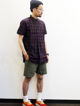 「膝上ショーツ」｜「アイテム（ニットキャップ/ビーニー）」を使った、twothings&thinkさん（メンズ・168cm）の夏コーディネート
