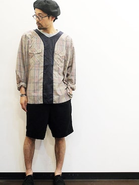 「 カジュアル」｜「アイテム（ハンチング/ベレー帽）」を使った、twothings&thinkさん（メンズ・168cm）の夏コーディネート